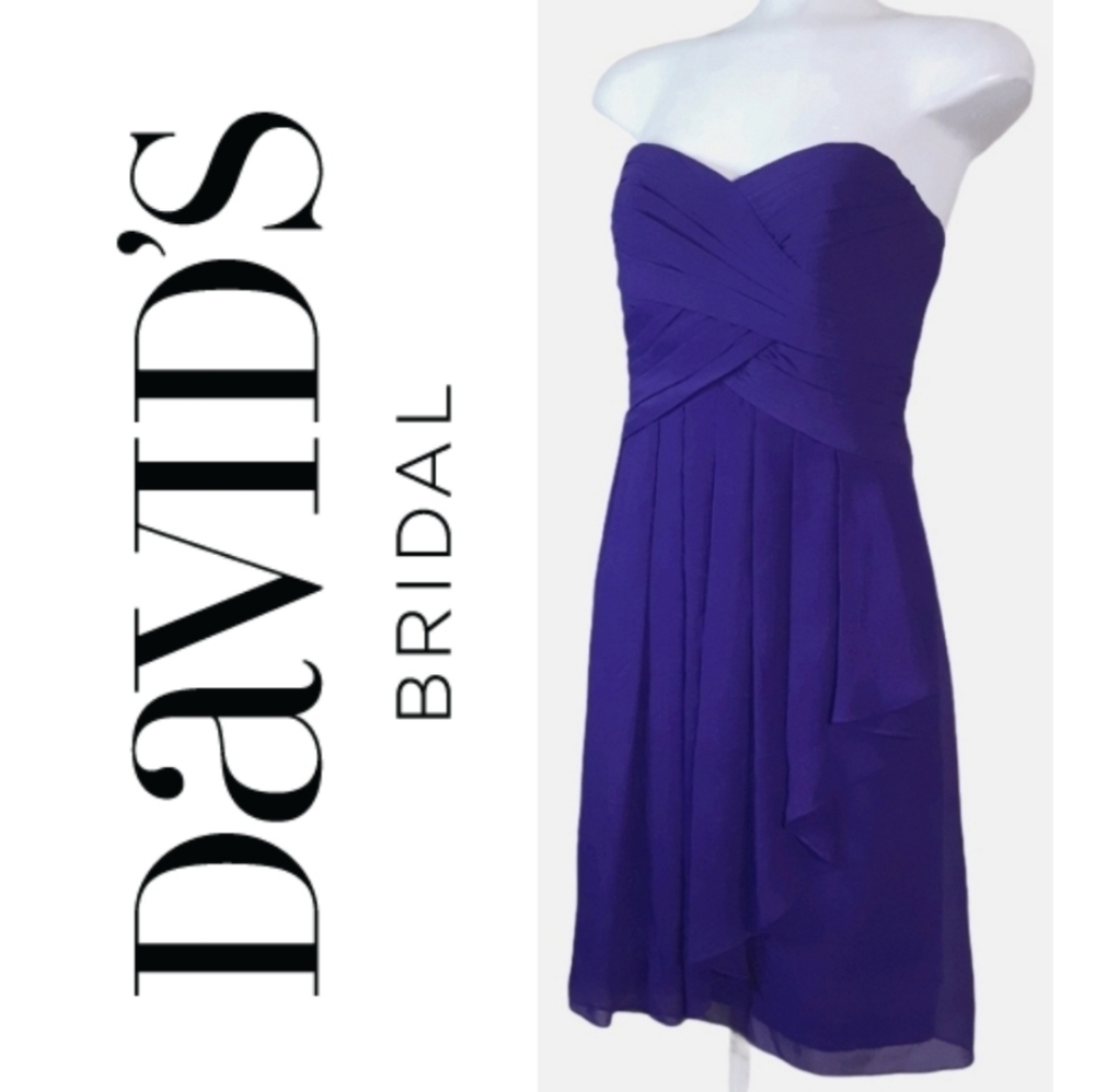 David's Bridal sweetheart wrap look flowy fairy midi dress womens Size 4